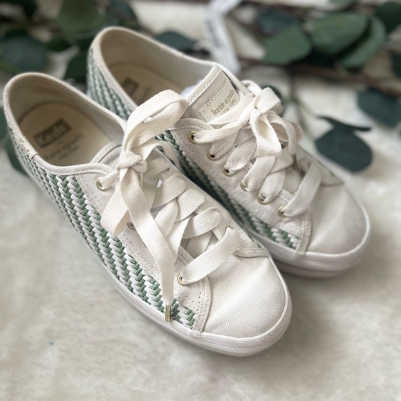 Kate Spade White and Green Sneakers with Modern Design - Picture 1 of 10